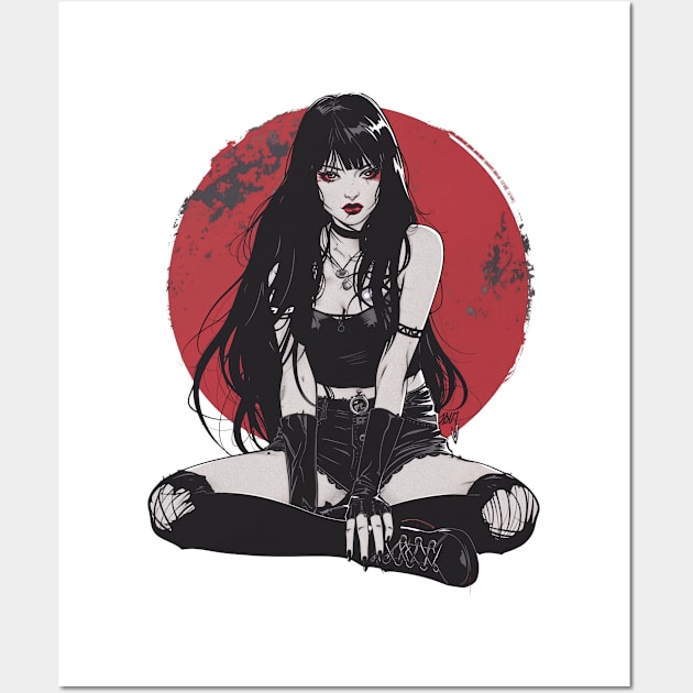 Goth Girl Anime Waifu Wall Art by Vlaa